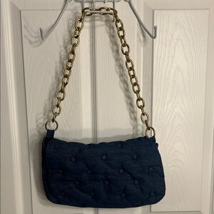 Elegant Navy Quilted Chain Shoulder Bag
